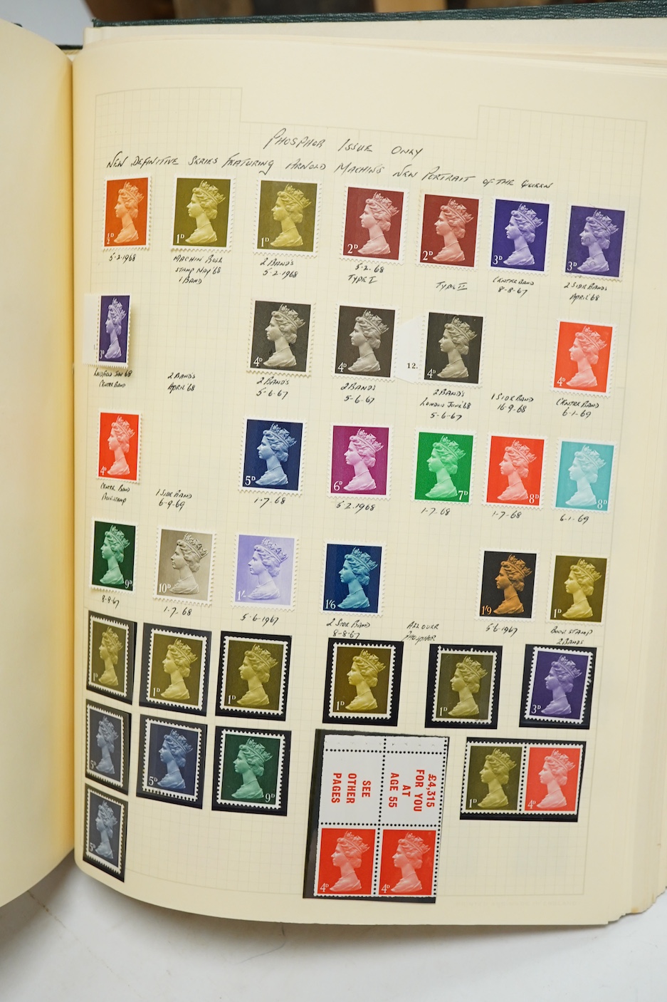 Three Edwardian and later stamp albums, The Grafton Stamp Album, containing a good selection of British stamps from 1841 to 1978, including Two Pence blue, 1840s/50s Penny Reds, Victoria Army Official, a substantial run
